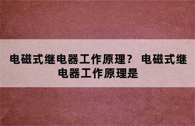 电磁式继电器工作原理？ 电磁式继电器工作原理是